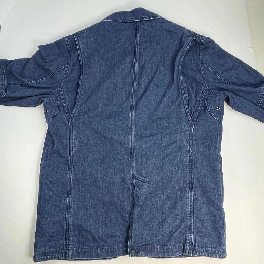Vintage Duluth Trading Co. Denim Barn Coat Blazer Chore Coat Size Large Blue